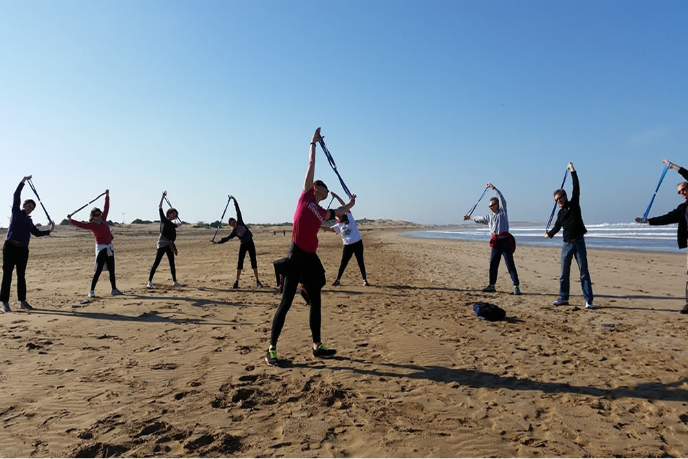 medium tourist do sport in the beach of essaouira